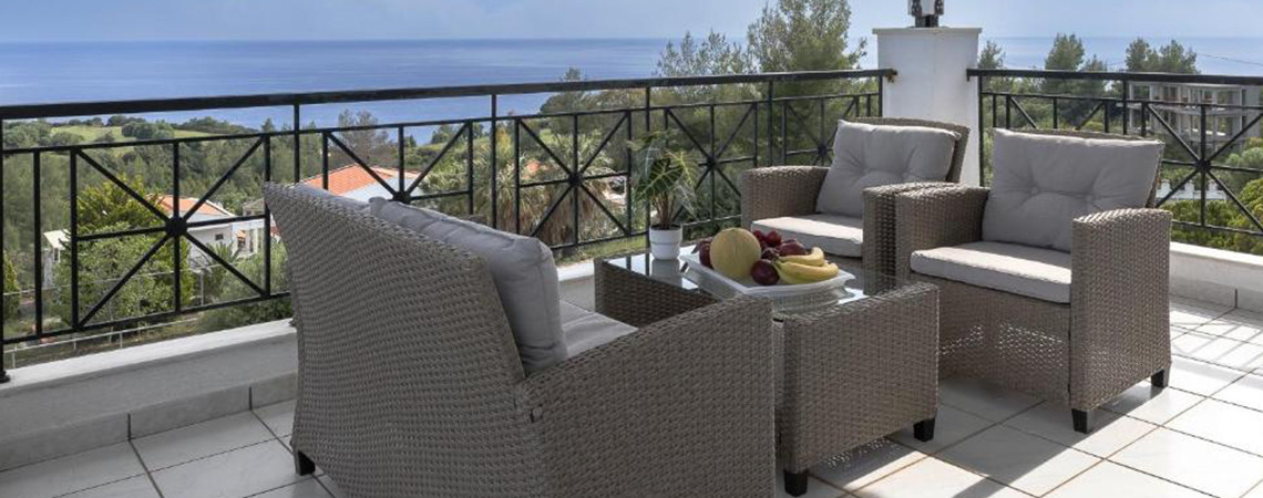 MORA garden lounge on a terrace with beautiful view Enalia Mare Hellas - furnished suites