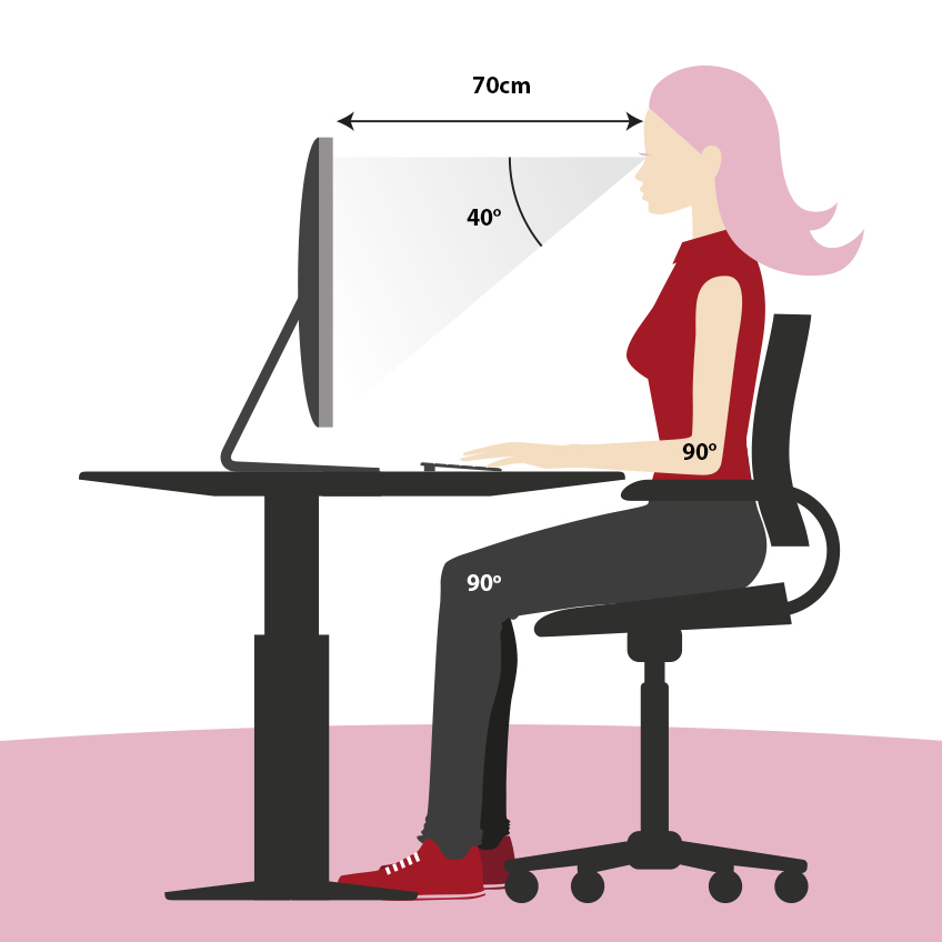 Правилна позиция при седене пред компютъра